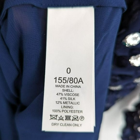 Kate Spade Scatter Dot Dress 6 Navy Silver Faux Wrap Ruffle Velvet Long Sleeve - Picture 8 of 14